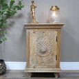 Bedside Cabinet - 1 Door - Carved Mango Wood - Narrow