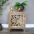 Bedside Cabinet - 1 Door - Small - Carved Mango Wood