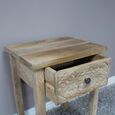 Bedside Table - 1 Drawer - Carved Mango Wood