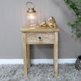 Bedside Table - 1 Drawer - Carved Mango Wood