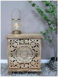 Bedside Cabinet - 2 Drawer - Carved Mango Wood