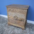 Bedside Cabinet - 2 Drawer - Carved Mango Wood - Large