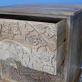 Bedside Cabinet - 2 Drawer - Carved Mango Wood - Large