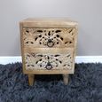 Bedside Cabinet - 2 Drawer - Small - Carved Mango Wood