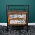 Bedside Cabinet - 2 Drawer - Fir Wood and Metal