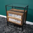 Bedside Cabinet - 2 Drawer - Fir Wood and Metal