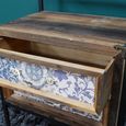 Bedside Cabinet - 2 Drawer - Fir Wood and Metal