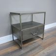 Bedside Cabinet - 1 Drawer - Grey Metal and Glass