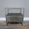 Bedside Cabinet - 1 Drawer - Grey Metal and Glass