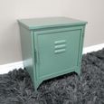 Bedside Cabinet - 1 Door - Green Metal - Industrial