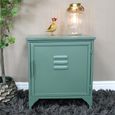 Bedside Cabinet - 1 Door - Green Metal - Industrial