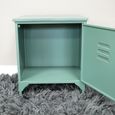 Bedside Cabinet - 1 Door - Green Metal - Industrial