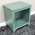 Bedside Cabinet - 1 Glass Door - Green Metal - Industrial