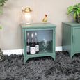 Bedside Cabinet - 1 Glass Door - Green Metal - Industrial