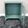 Bedside Cabinet - 1 Glass Door - Green Metal - Industrial