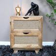Bedside Cabinet - 2 Drawer - Mango Wood and Rattan