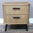 Bedside Cabinet - 2 Drawer - Ribbed Wooden
