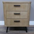 Bedside Cabinet - 3 Drawer - Ribbed Wooden
