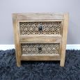 Bedside Cabinet - 2 Drawer - Rustic Carved Mango Wood