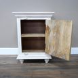Bedside Cabinet - 1 Door - White Washed Carved Mango Wood