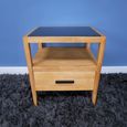Bedside Cabinet - 1 Drawer - Wood and Black Glass