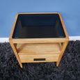 Bedside Cabinet - 1 Drawer - Wood and Black Glass