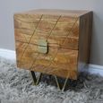Bedside Cabinet - 2 Drawer - Wooden - Hairpin Legs