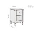 Elysee Narrow Bedside Cabinet - 2 Drawer - Mirrored