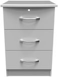 Eve Grey 3 Drawer Bedside Cabinet with Lock
