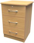Eve Oak Effect 3 Drawer Bedside Cabinet with Lock