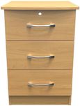 Eve Oak Effect 3 Drawer Bedside Cabinet with Lock