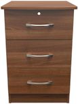 Eve Walnut Effect 3 Drawer Bedside Cabinet with Lock