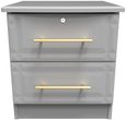 Faye Grey 2 Drawer Bedside Cabinet with Lock