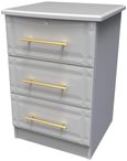 Faye Grey 3 Drawer Bedside Cabinet with Lock