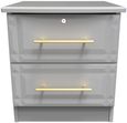 Faye Grey Ash 2 Drawer Bedside Cabinet with Lock