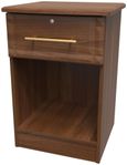 Faye Walnut Effect 1 Drawer Bedside Cabinet with Lock
