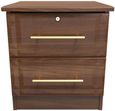 Faye Walnut Effect 2 Drawer Bedside Cabinet with Lock