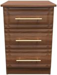 Faye Walnut Effect 3 Drawer Bedside Cabinet