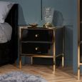 Fenwick Bedside Cabinet - 2 Drawer - Black Glass - Gold Trim