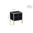 Fenwick Bedside Cabinet - 2 Drawer - Black Glass - Gold Trim