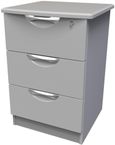 Flora Grey Ash 3 Drawer Bedside Cabinet with Lock