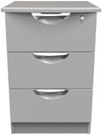 Flora Grey Ash 3 Drawer Bedside Cabinet with Lock