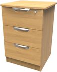 Flora Oak Effect 3 Drawer Bedside Cabinet with Lock