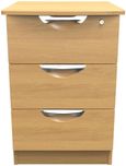 Flora Oak Effect 3 Drawer Bedside Cabinet with Lock
