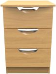 Flora Oak Effect 3 Drawer Bedside Cabinet