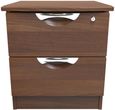 Flora Walnut Effect 2 Drawer Bedside Cabinet with Lock