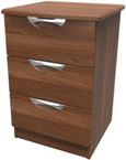 Flora Walnut Effect 3 Drawer Bedside Cabinet