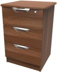 Flora Walnut Effect 3 Drawer Bedside Cabinet with Lock