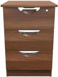 Flora Walnut Effect 3 Drawer Bedside Cabinet with Lock