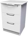 Flora White 3 Drawer Bedside Cabinet with Lock